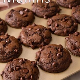 A pinterest graphic of chocolate muffins