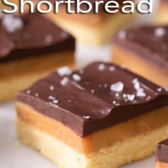 A pinterest graphic of Millionaire's shortbread