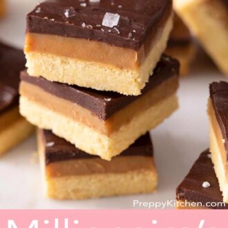 A pinterest graphic of Millionaire's shortbread
