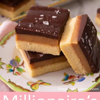 A pinterest graphic of Millionaire's shortbread