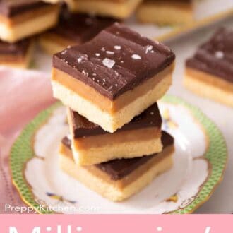 A pinterest graphic of Millionaire's shortbread