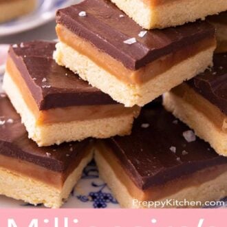 A pinterest graphic of Millionaire's shortbread
