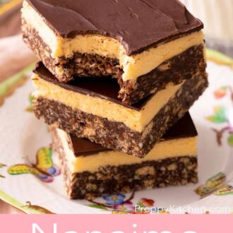 A pinterest graphic of Nanaimo bars