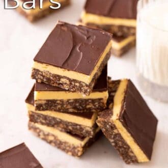 A pinterest graphic of Nanaimo bars
