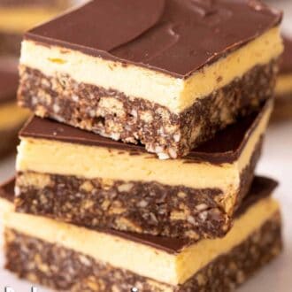 A pinterest graphic of Nanaimo bars