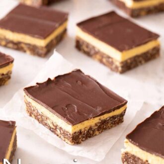 A pinterest graphic of Nanaimo bars