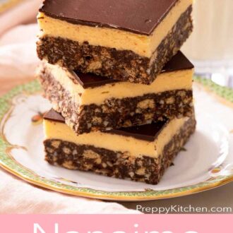 A pinterest graphic of Nanaimo bars