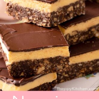 A pinterest graphic of Nanaimo bars
