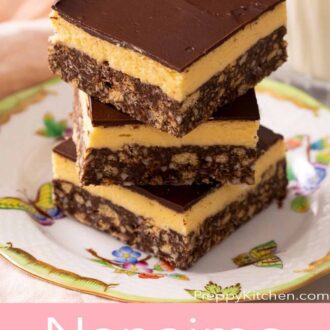 A pinterest graphic of Nanaimo bars