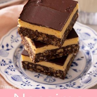 A pinterest graphic of Nanaimo bars