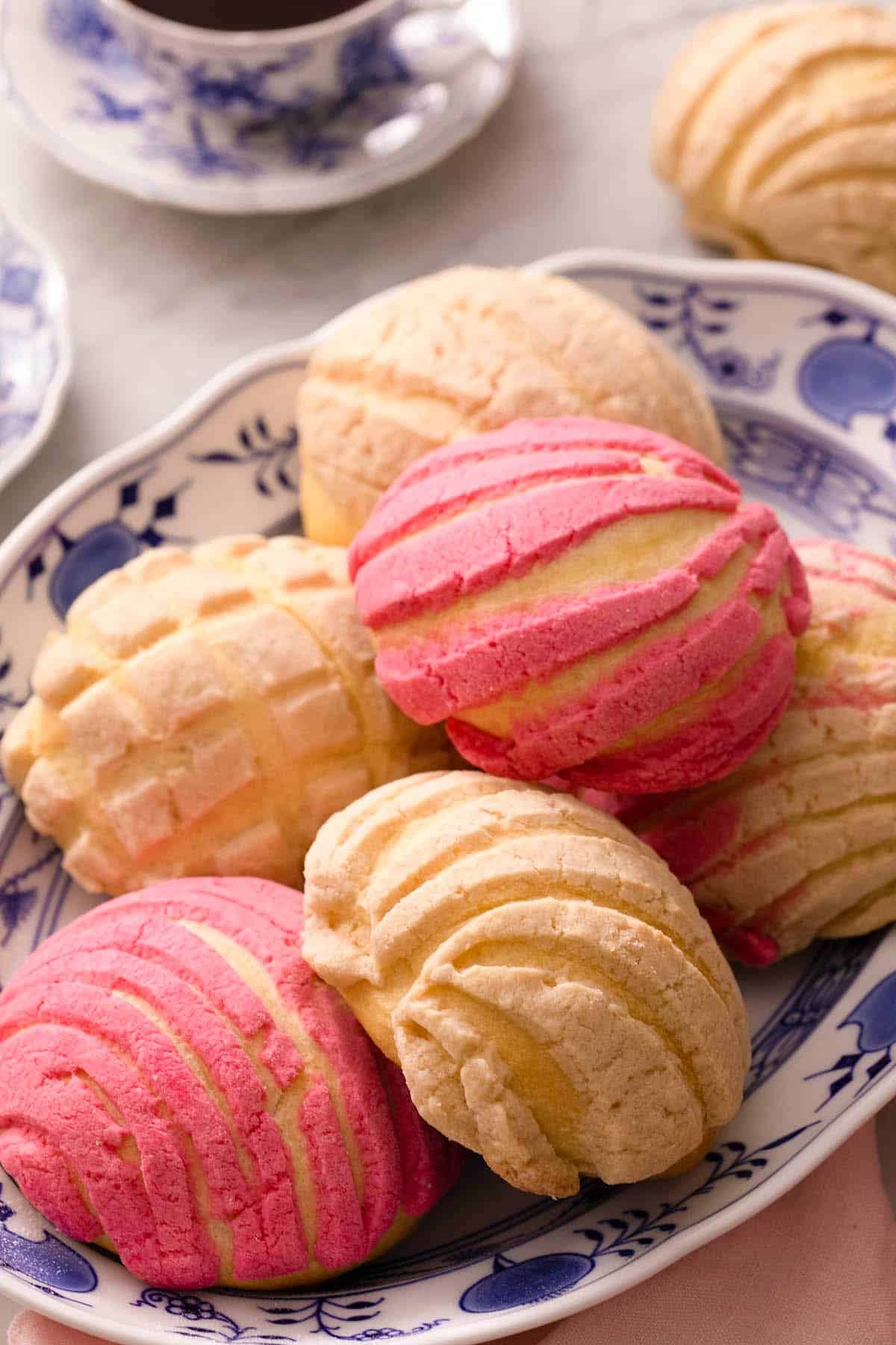 A close up of pan dulce on a plate