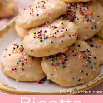 A pinterest graphic of ricotta cookies
