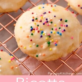 A pinterest graphic of ricotta cookies