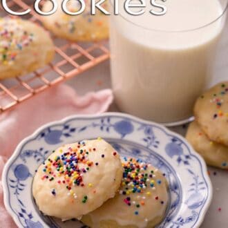 A pinterest graphic of ricotta cookies