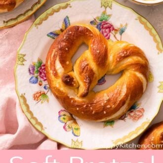 A pinterest graphic of soft pretzels