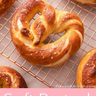 A pinterest graphic of soft pretzels