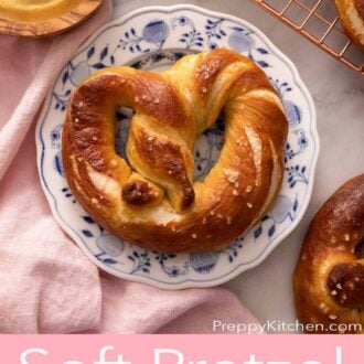 A pinterest graphic of soft pretzels