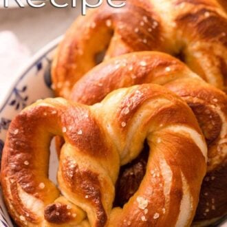 A pinterest graphic of soft pretzels
