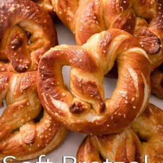 A pinterest graphic of soft pretzels