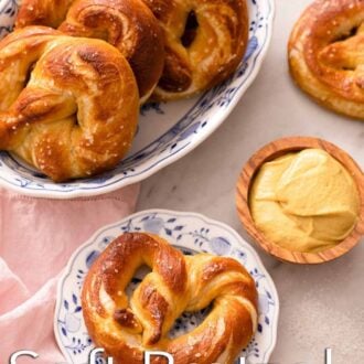A pinterest graphic of soft pretzels