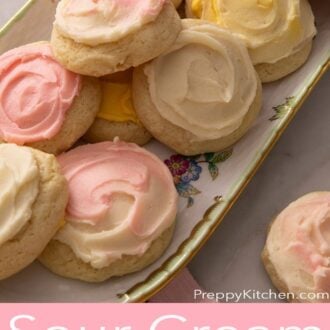 A pinterest graphic of sour cream cookies