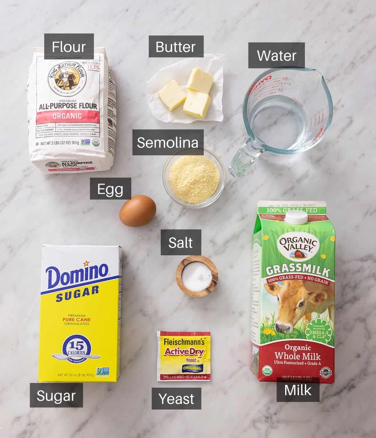 Ingredients for English muffins.