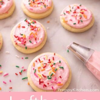 A pinterest graphic of Lofthouse cookies