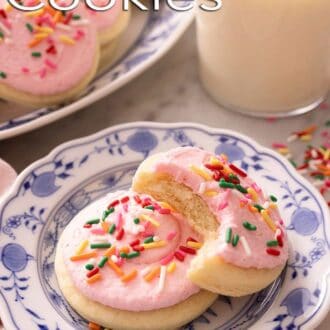 A pinterest graphic of Lofthouse cookies