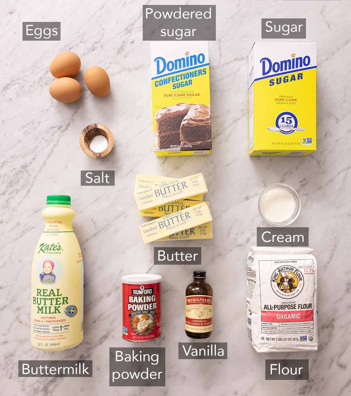 Ingredients for vanilla cake.