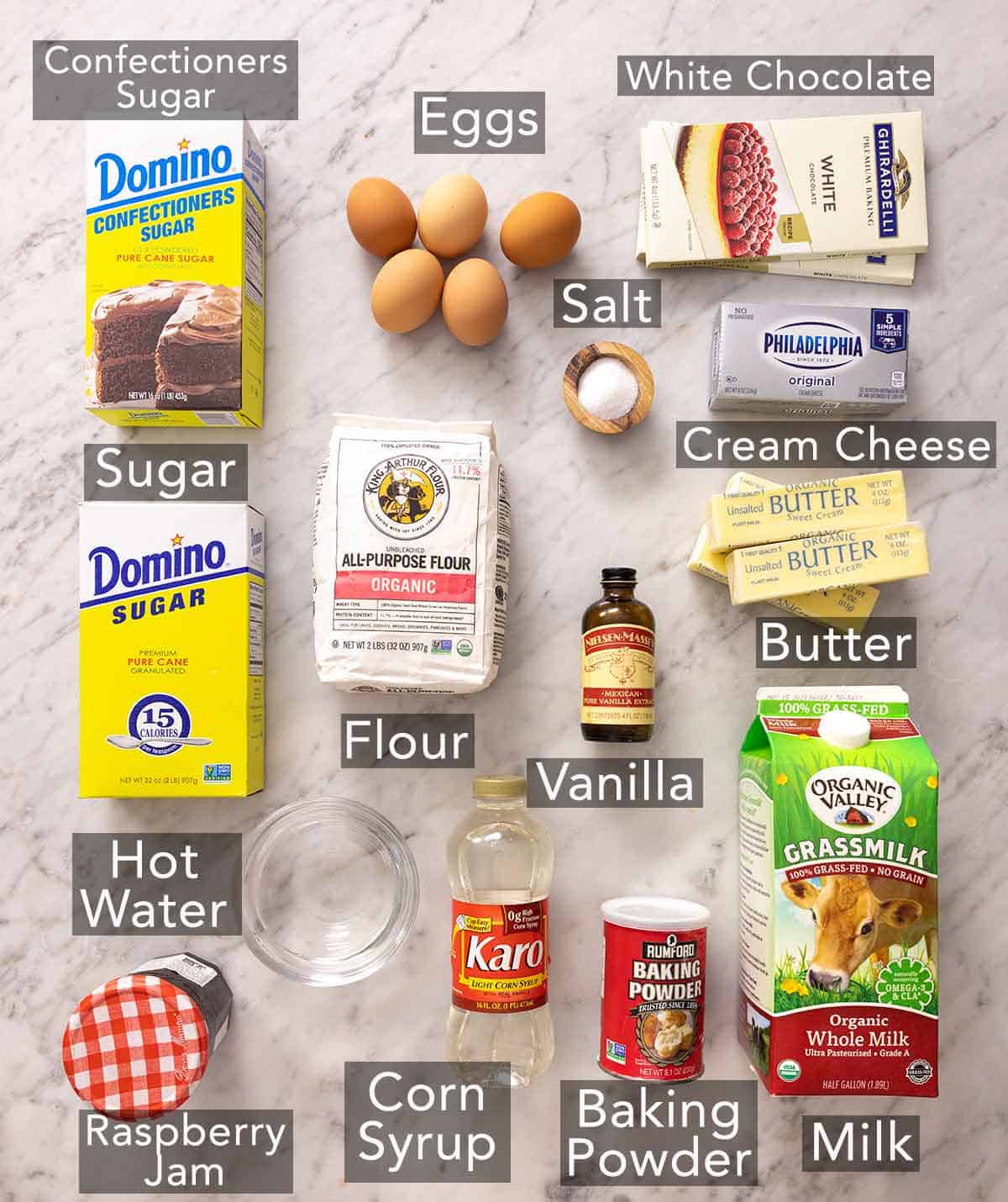 Ingredients needed to make petit fours.
