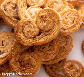Pinterest graphic of a pile of palmiers, on top of each other.