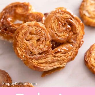 Pinterest graphic of freshly baked palmier.