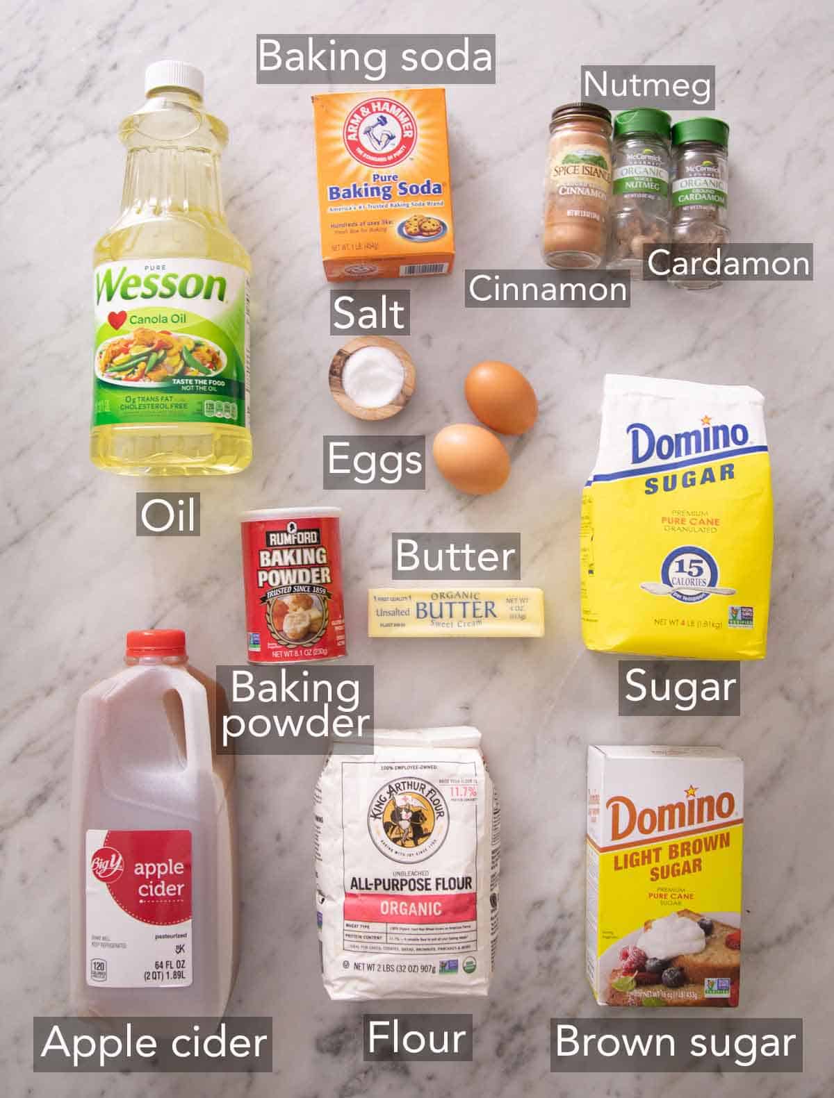 Ingredients needed to make apple cider donut.