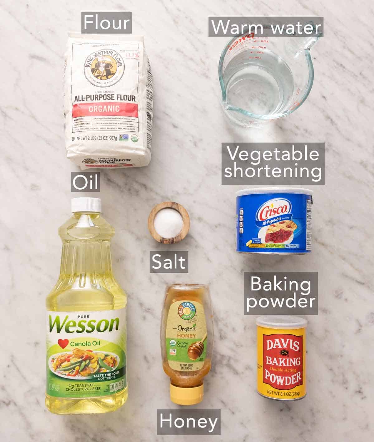 Ingredients needed to make sopapillas.