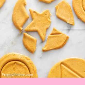 Pinterest graphic of a broken dalgona candy.