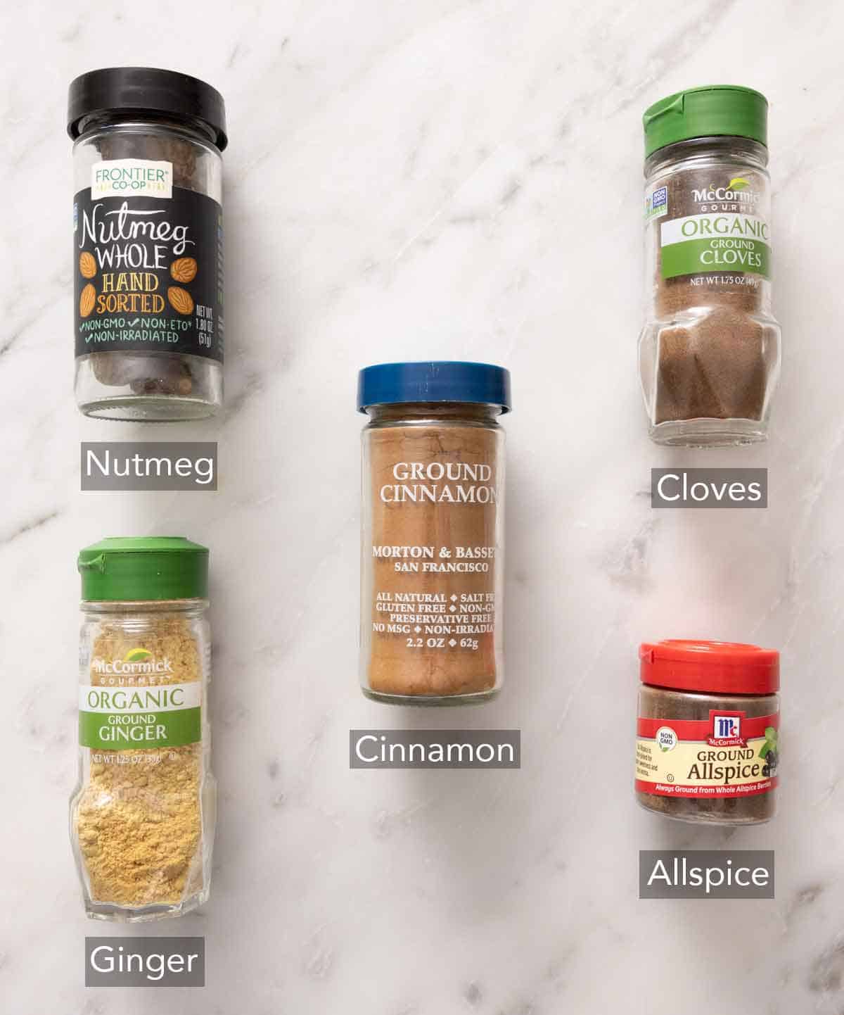 Ingredients needed to make pumpkin pie spice.
