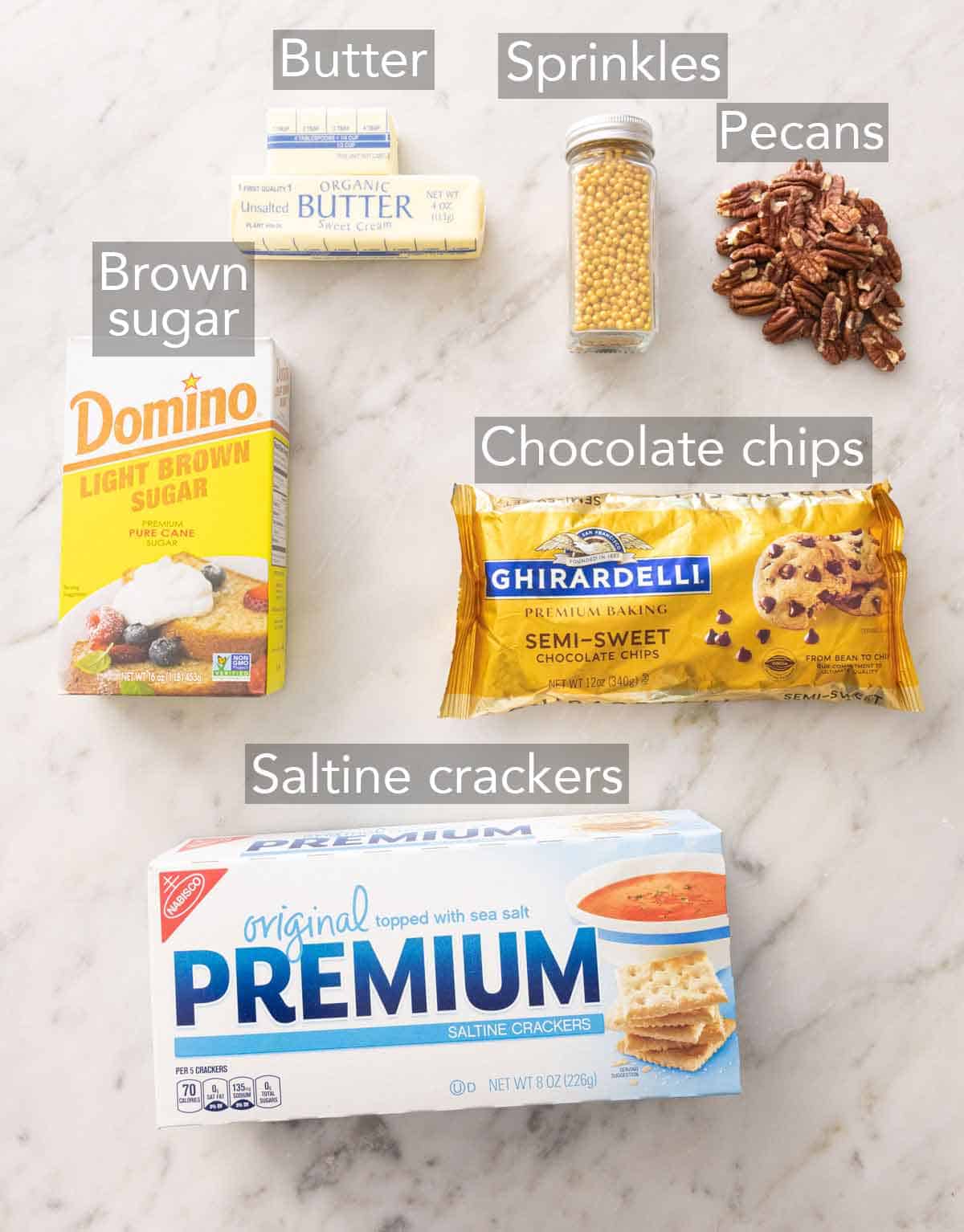 Ingredients needed to make Christmas crack.