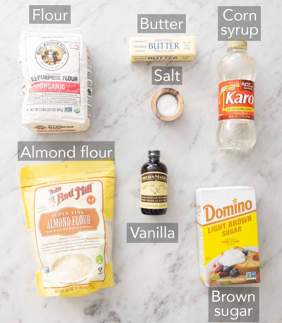 Ingredients needed to make lace cookies.