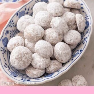 Pinterest graphic of a platter of Pfeffernusse.