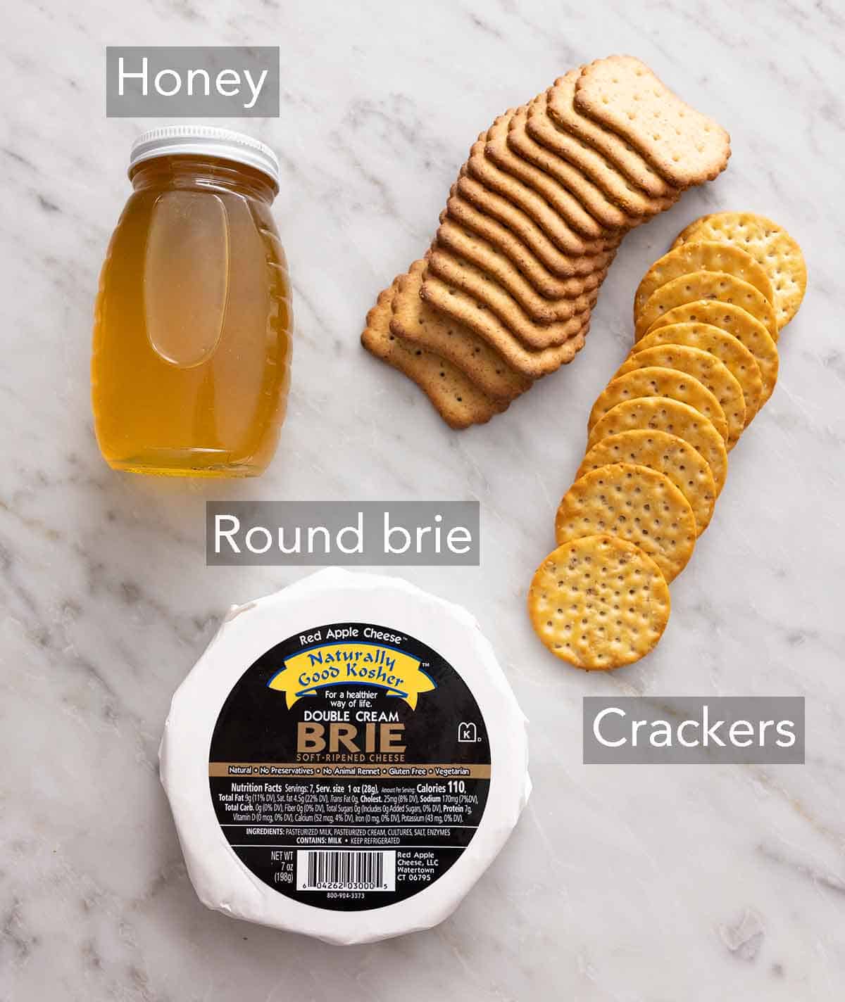 Ingredients for baked brie.