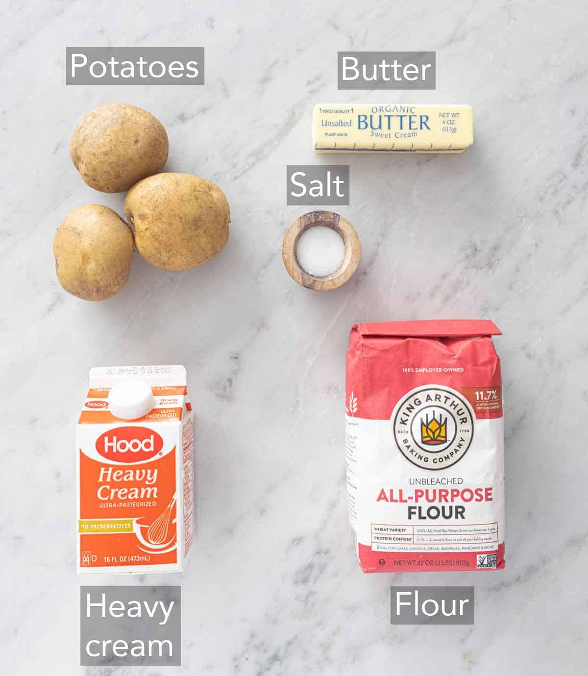 Ingredients needed to make lefse.