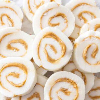 A pile of potato candy on parchment paper.