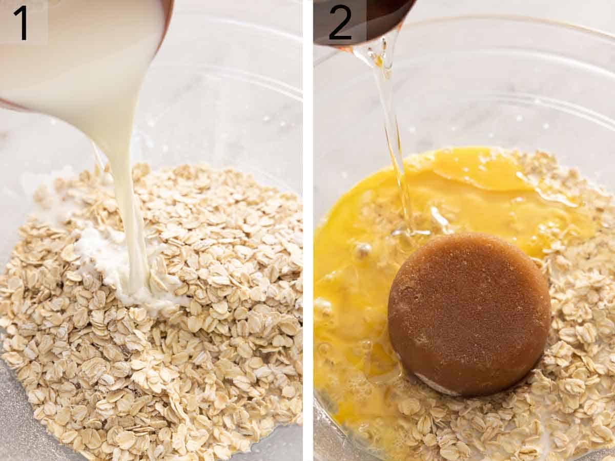 Set of two photos showing all the ingredients combined.