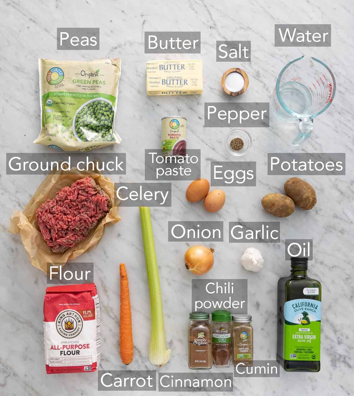 Ingredients needed to make empanadas.