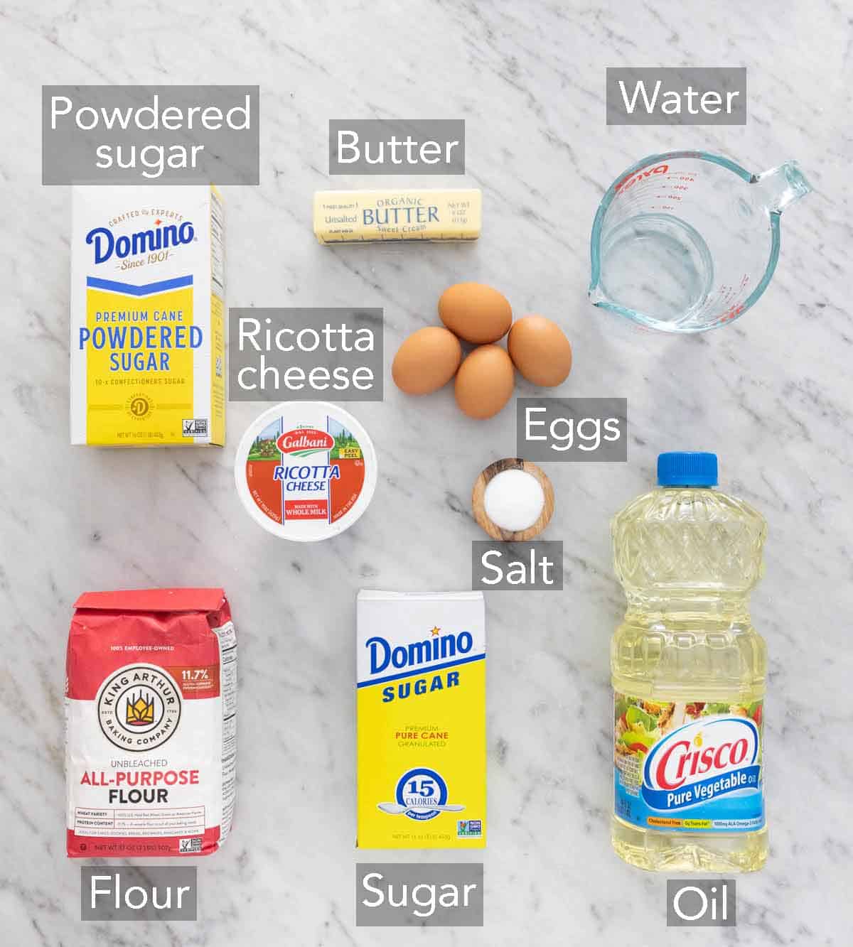 Ingredients needed to make zeppole.