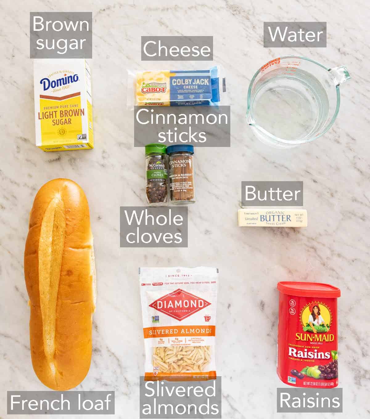 Ingredients needed to make capirotada.