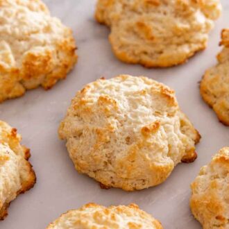 Multiple drop biscuits in a single layer.