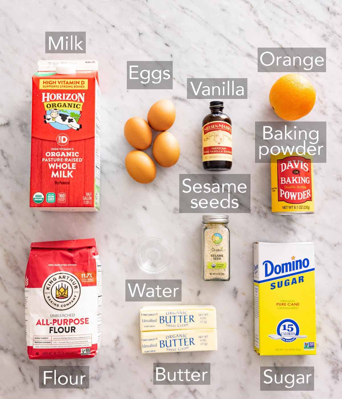 Ingredients needed to make koulourakia.