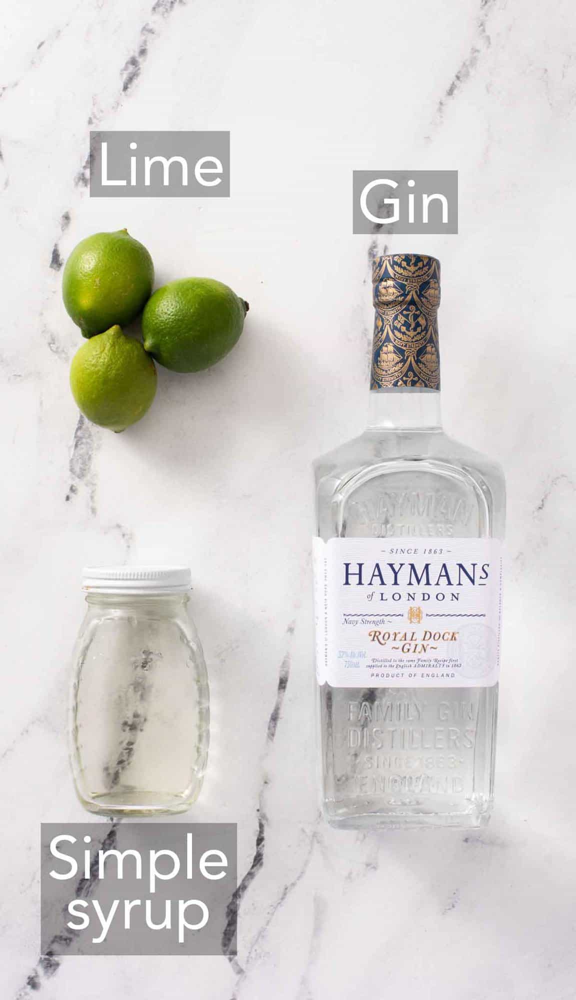 Ingredients needed to make a gimlet.