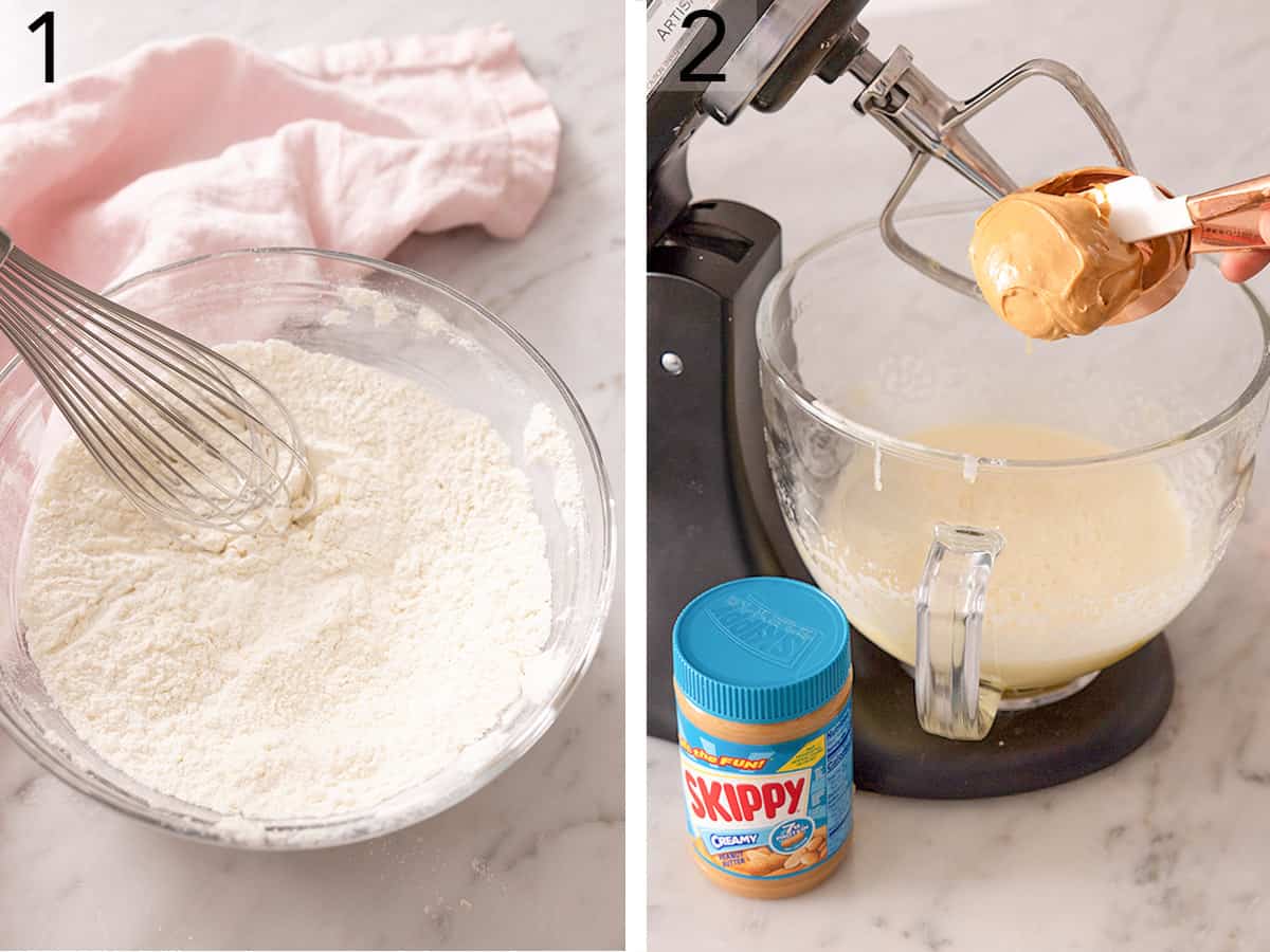 Peanut Butter Tres Leches Cake batter getting mixed up.